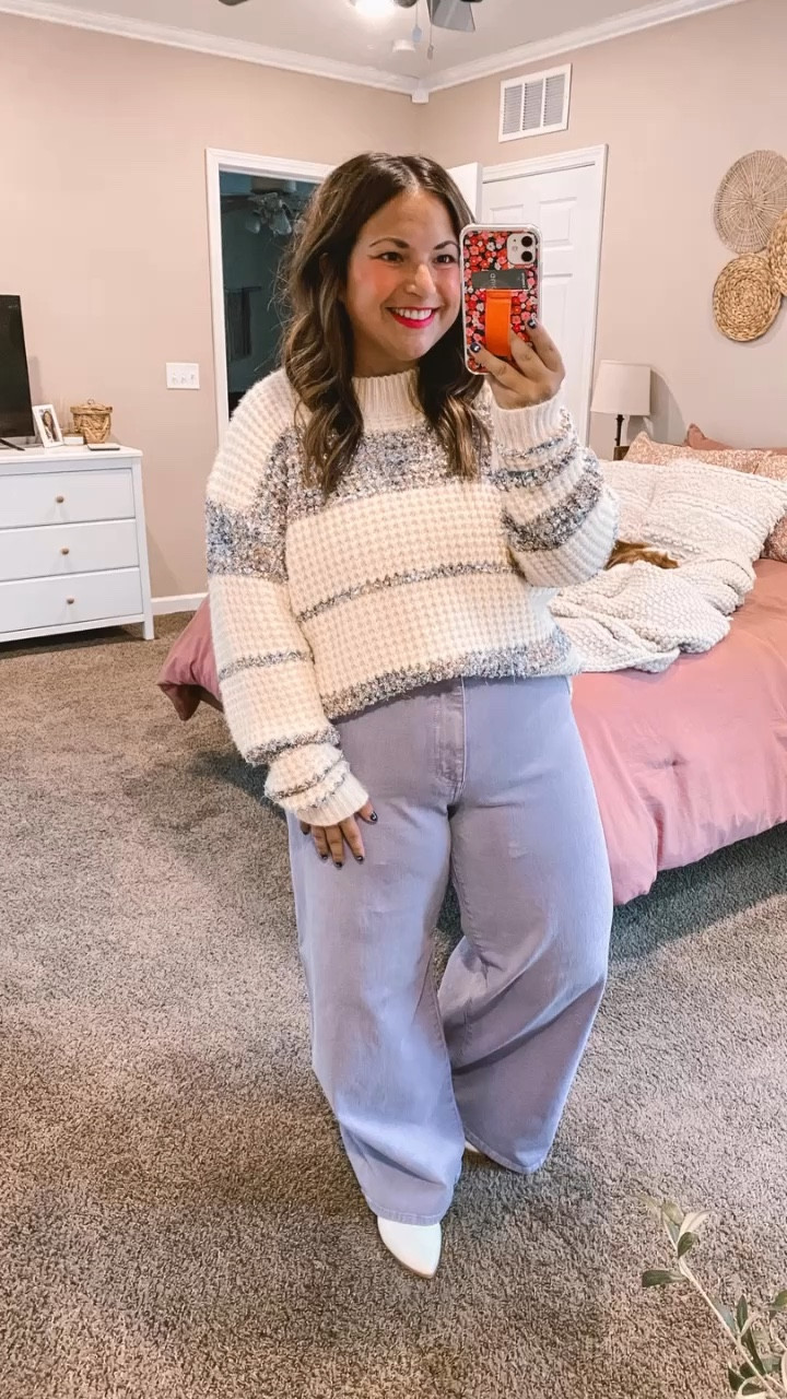 use code ALLI20 for 20% off this sweater: https://styletrolley.com/collections/new-arrivals-restocks/products/color-block-knit-sweater-1?variant=43863167140063

mules: fit true to size // wearing a 5
pants: fit true to size // wearing a 14
sweater: fits true to size // wearing a large

#LTKStyleTip #LTKFindsUnder100 #LTKFindsUnder50
