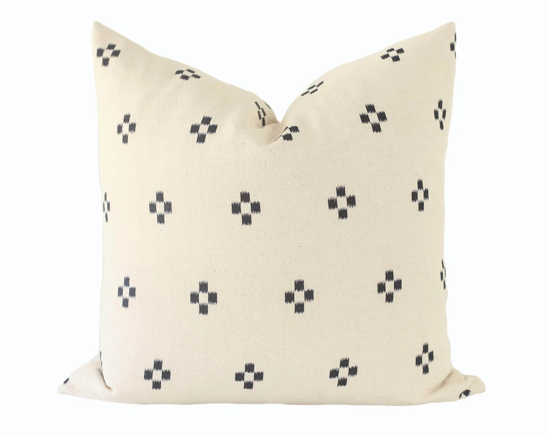 Boho Black Pillow Cover, Black and Cream Pillow Cover, Tribal Pillow Cover, Fall Pillow, 18x18 Pi... | Etsy (US)