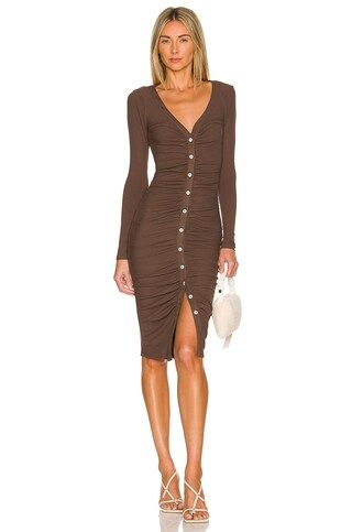 ALL THE WAYS Grace Button Front Dress in Chocolate from Revolve.com | Revolve Clothing (Global)