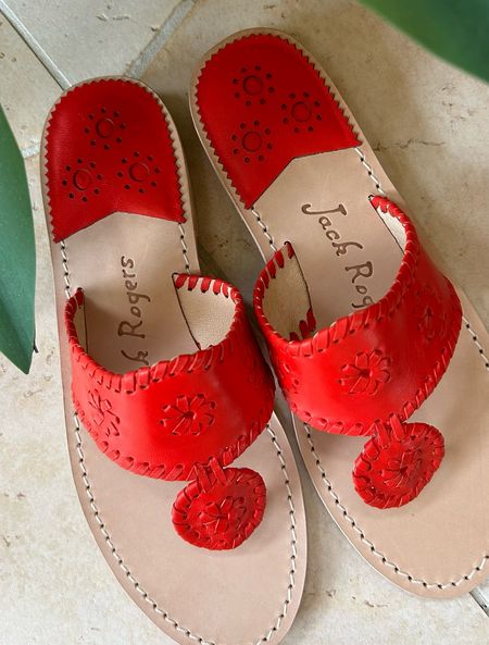 Just got new Jacks in the mail- this color 'Fire Red' is so good in real life. So good! And they're on sale!

Just pair with a pink pedi and you are set for summer.

#lovemyjacks #jackrogers #summersandals #traveloutfit #summerstyle #red #palmbeachchic #coadtal #grandmilkenial #luxeforless

#LTKOver40 #LTKSaleAlert #LTKFindsUnder100