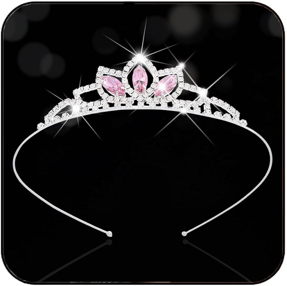 Kilshye Princess Silver Tiara and Crown Pink Crystal Tiaras Pageant Crowns Rhinestone Birthday He... | Amazon (US)