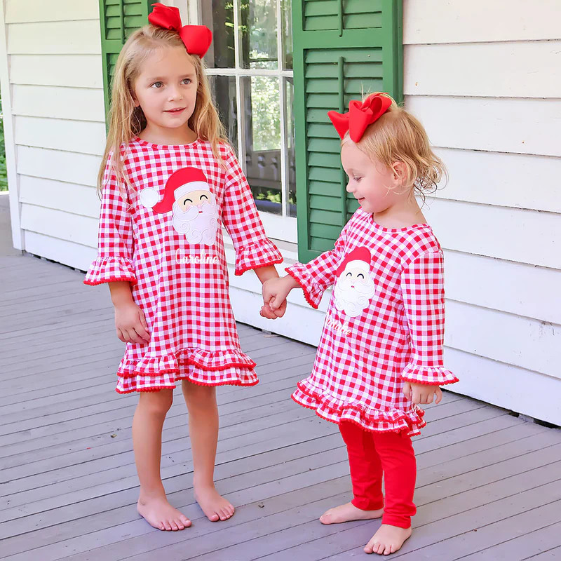 Happy Santa Red Gingham Milly Dress | Classic Whimsy