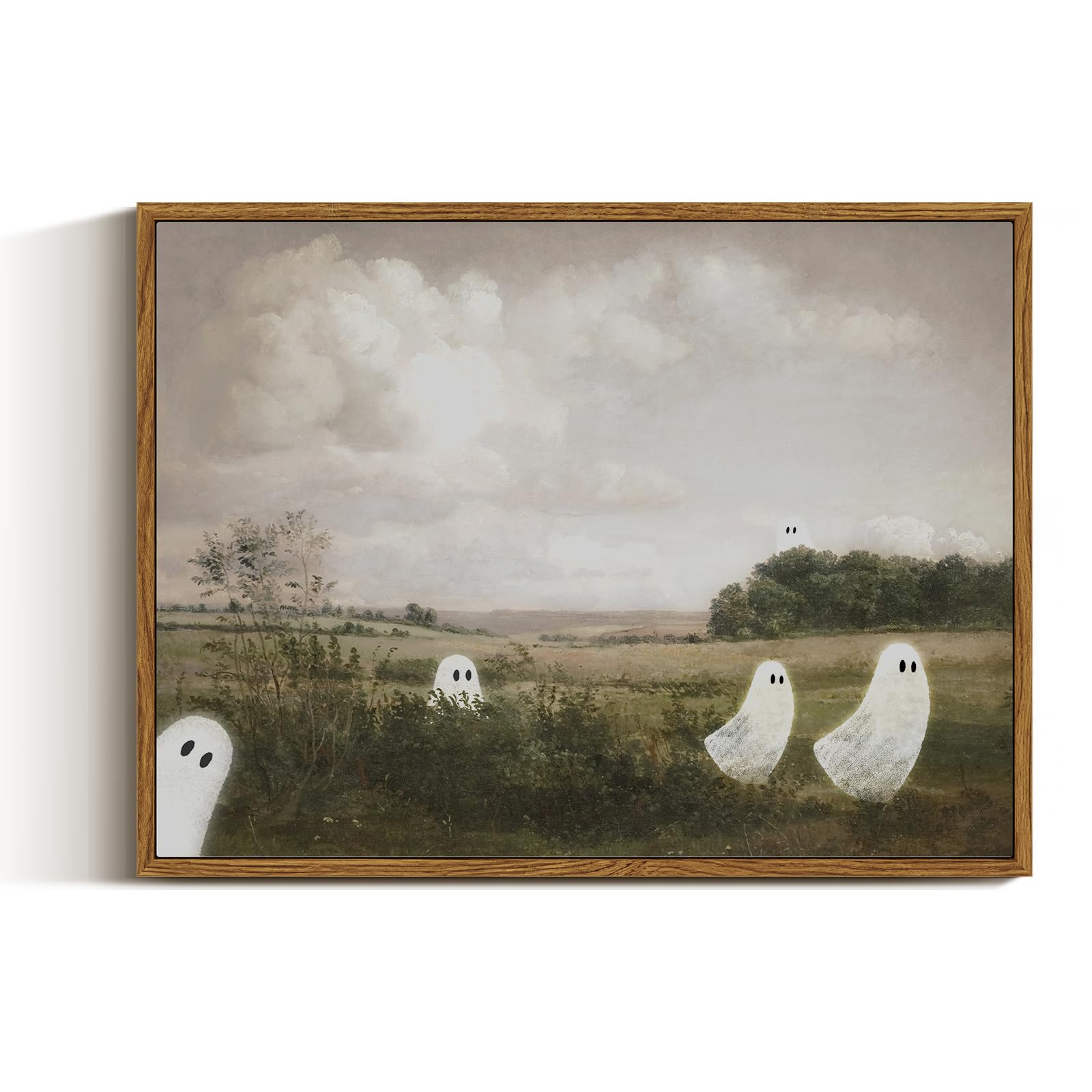 VIYYIEA Framed Canvas Art Prints,12x16Inch, Funny Halloween Decor, Vintage Landscape Ghost Decor ... | Amazon (US)