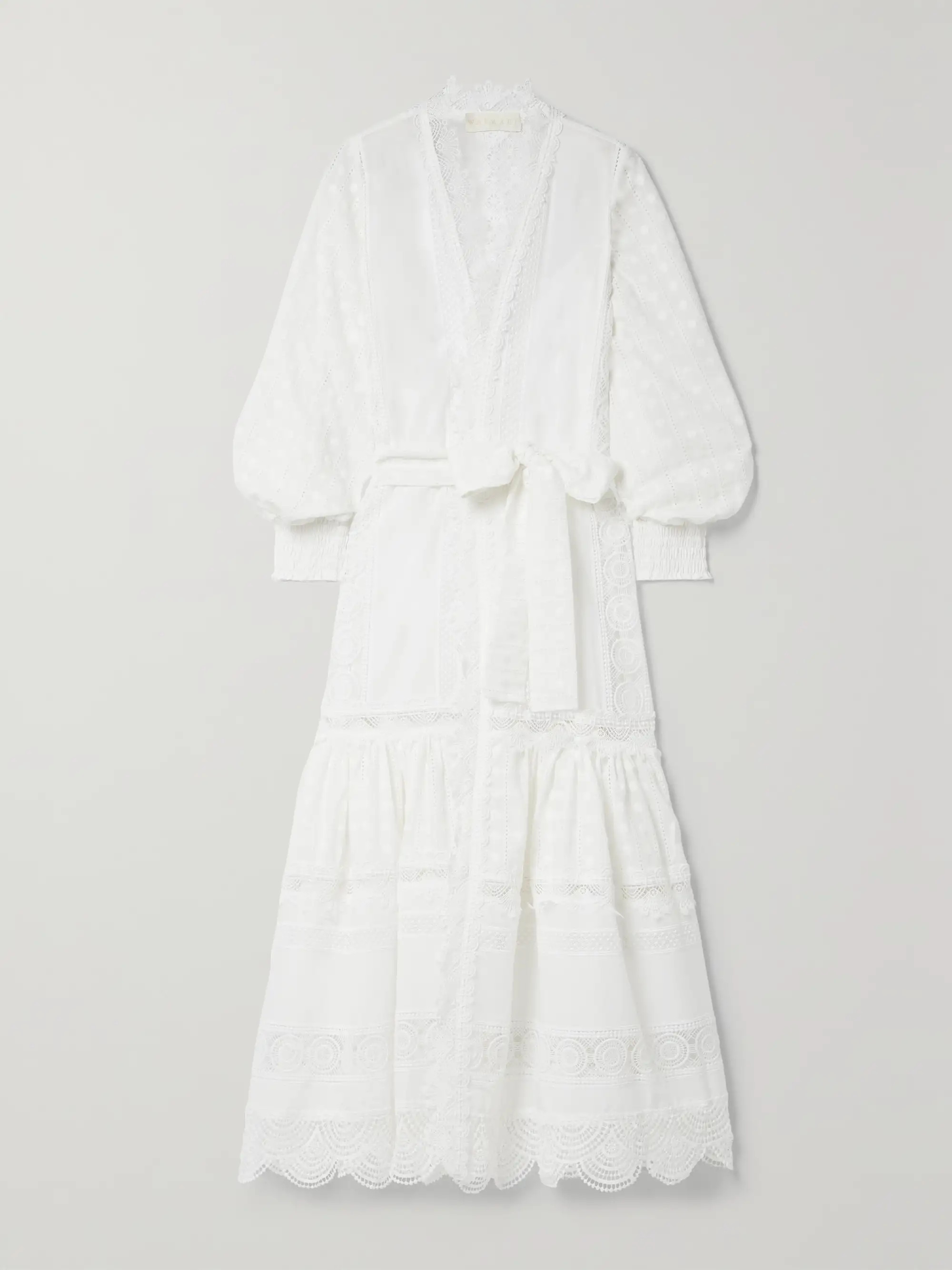 Prado belted embroidered cotton-blend voile and guipure lace robe | NET-A-PORTER (US)