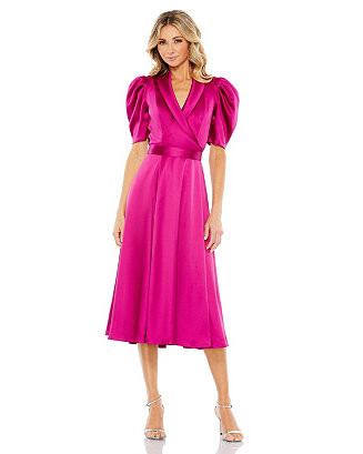 Mac Duggal Women's Ieena Quarter Length Puff Sleeve A Line Dress - Macy's | Macy's