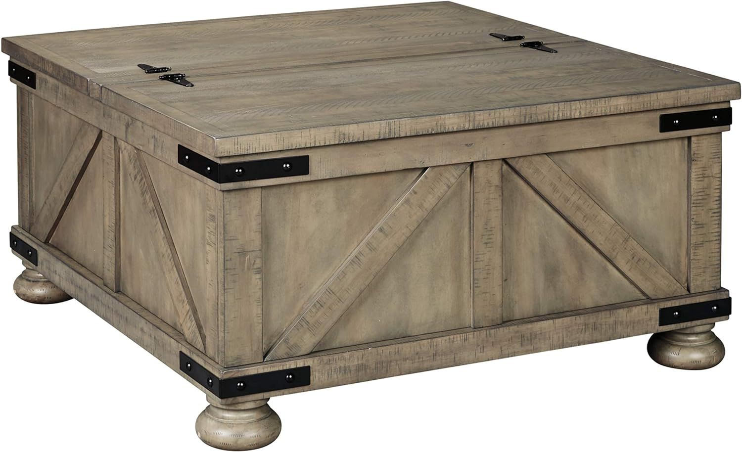 Signature Design by Ashley Aldwin Farmhouse Square Coffee Table with Lift Top for Storage, Light ... | Amazon (US)