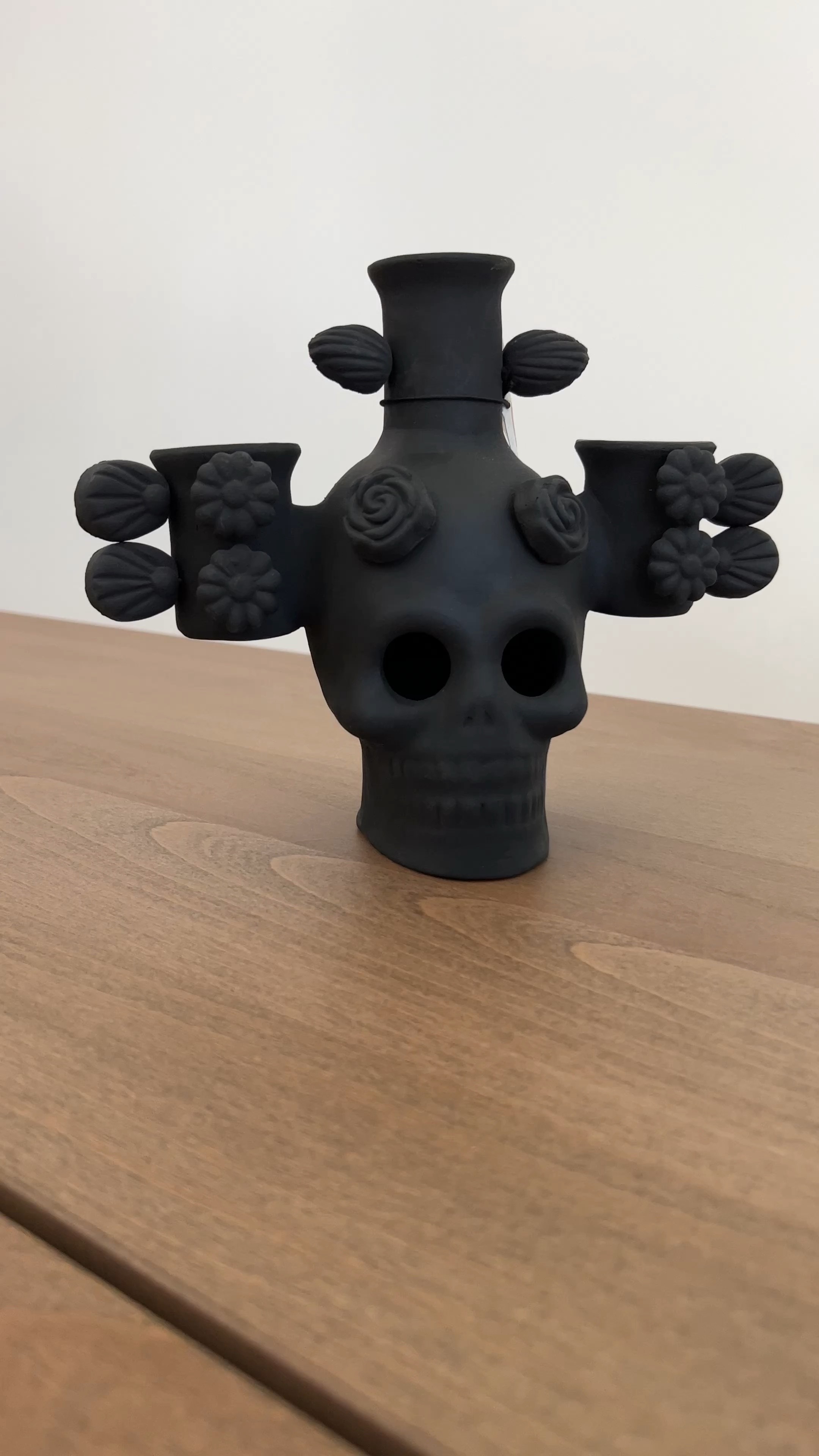 Black Skull Candle Holder 