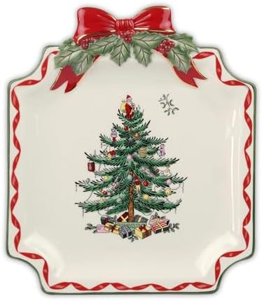 Spode Christmas Tree Ribbons Canape Platter - 6.5-Inch Holiday Serving Plate for Desserts, Appeti... | Amazon (US)