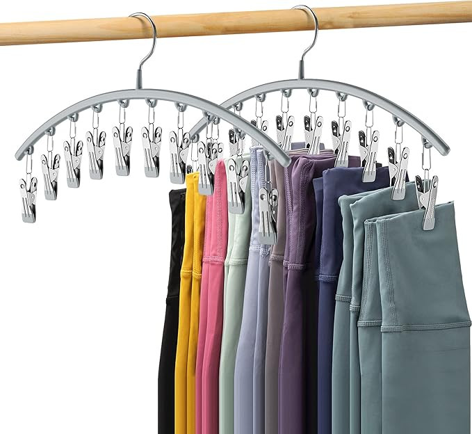 Volnamal Legging Organizer for Closet, Metal Yoga Pants Hanger w/Rubber Coated 2 Pack w/10 Clips ... | Amazon (US)
