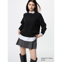 Uniqlo - Soufflé Yarn Crew Neck Jumper - Black - XXS | UNIQLO (UK)