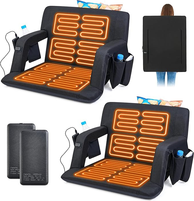 IFNOW Dual-Sided Heated Stadium Seats for Bleachers with Back Support, 24.8 Inches Folding with 6... | Amazon (US)