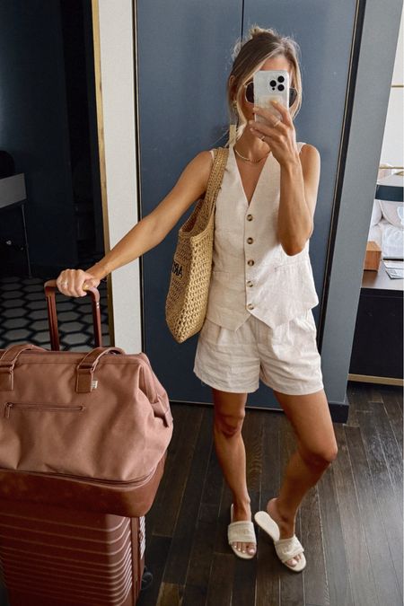 Amazon vest and shorts set! Around $45 I’m wearing an XS. BEIS luggage is worth the price!! Travel outfit. Vacation outfit  



#LTKStyleTip #LTKFindsUnder100 #LTKFindsUnder50