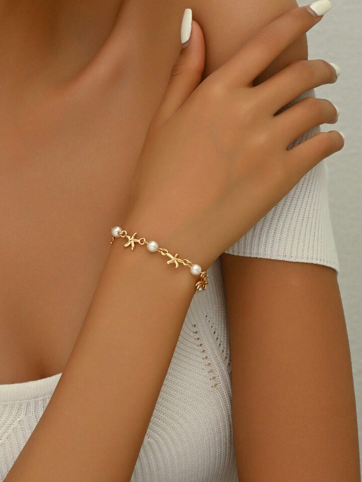 1pc Fresh Summer Style Starfish & Faux Pearl Women's Bracelet – Elegant Design, Versatile Ocean... | SHEIN
