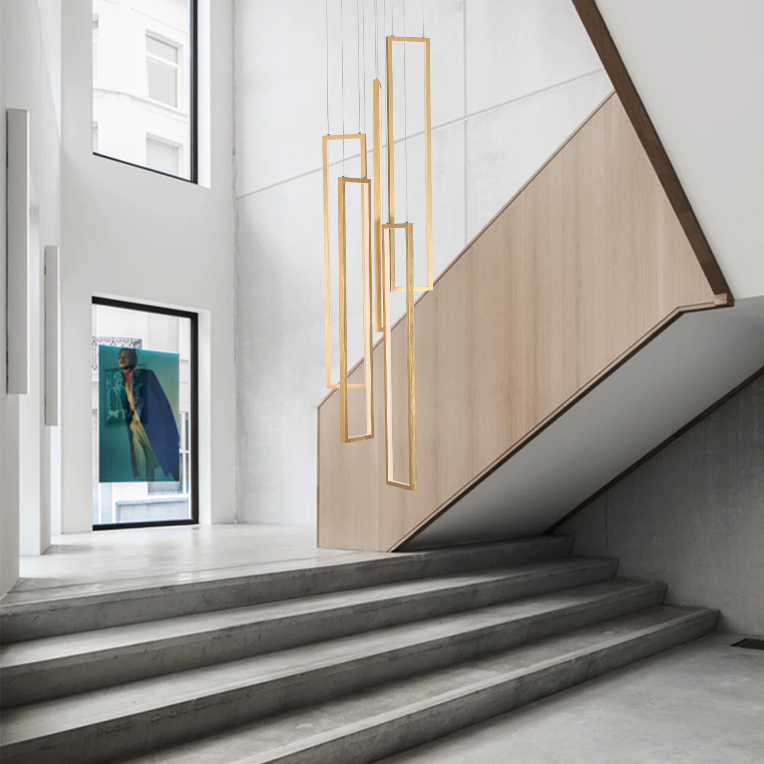 Savea 5-Light Chandelier Long High Ceiling Cluster Pendant for Hallway Staircase Remote Dimmable | Wayfair North America