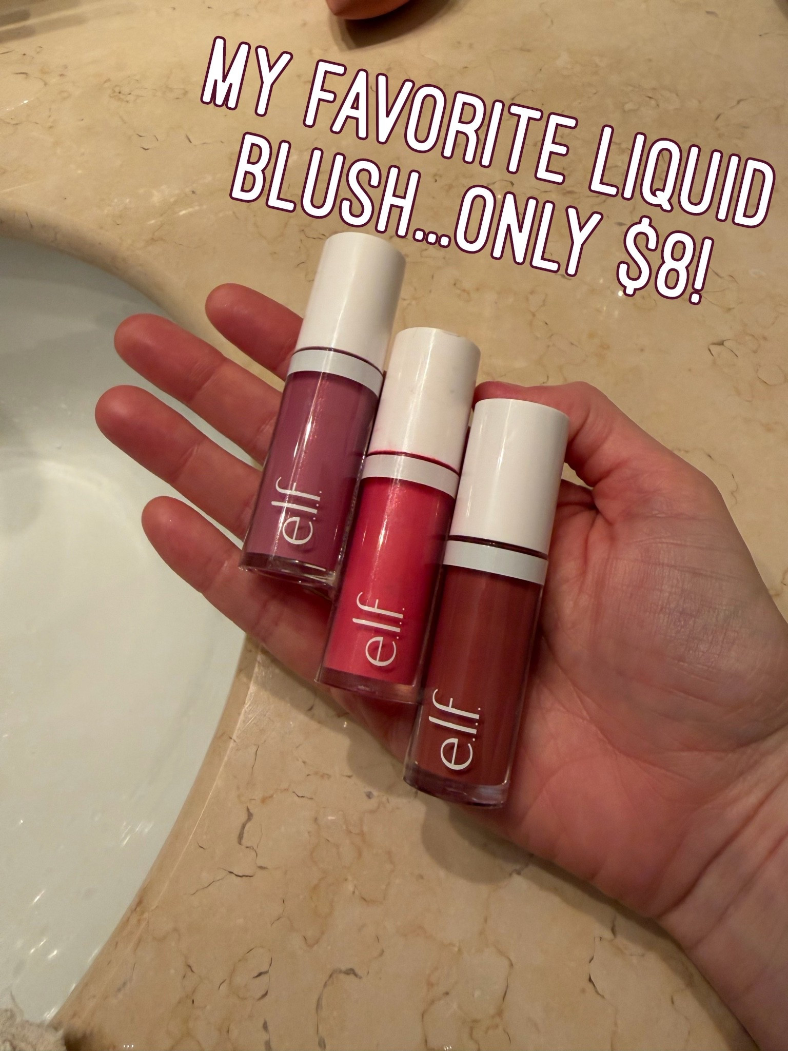 E.l.f. Camo liquid blush is AMAZING. It's so pigmented, and the color selection is beautiful. Left to right my current faves are:
Bold-Faced Lilac - a beautiful soft, glow great for my fair olive skin
Pinky Promise - a vibrant, fun cool toned pink...a little goes a long way with this one!
Suave Mauve - the prettiest warm mauve, perfect for a fall glow!
............
drugstore makeup drugstore blush elf blush pink blush lavender blush lilac blush glowy makeup mauve blush fall makeup fall trends blush crush blush blind makeup favorites makeup haul makeup dupe rare beauty blush dupe rare beauty dupe easy makeup glowy face of the day teen makeup beginner makeup liquid blush cream blush elf camo blush fair skin makeup mature makeup saie dupe saie blush dupe rhode blush dupe rhode dupe 

 #LTKgrwm #LTKOver40 #LTKBeauty