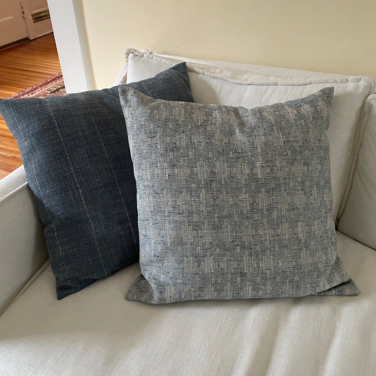 Chambray Woven Pillow Cover, Chic Designer Woven Jacquard Pillow, 18 20 22 Stormy Blue Woven Pill... | Etsy (US)