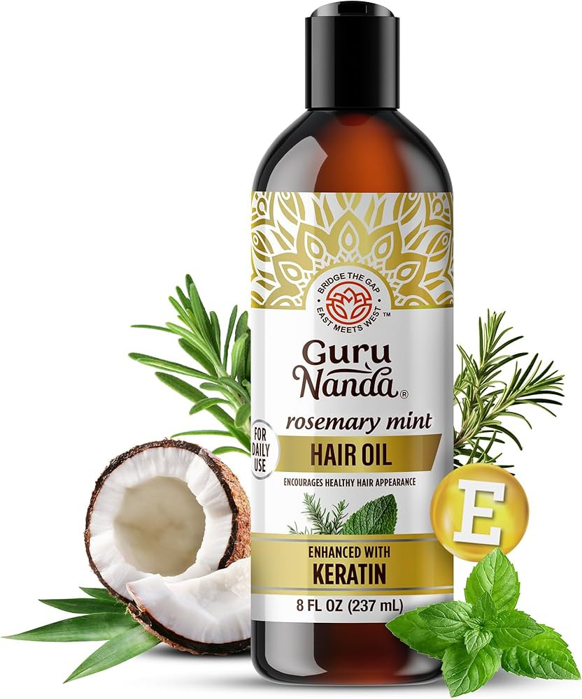 GuruNanda Rosemary Mint for Hair Growth with Keratin & Vitamin E Oil - Encourages Scalp, Shine & ... | Amazon (US)