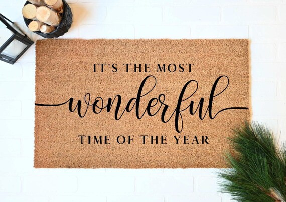 Most Wonderful Time Of The Year Sign, Merry Christmas Doormat, Holiday Doormat, Christmas Decor, ... | Etsy (US)