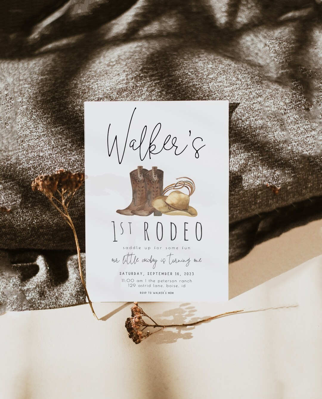 Editable 1st Rodeo Birthday Invitation Template Our Little Cowboy is One Wild West My First Rodeo... | Etsy (US)