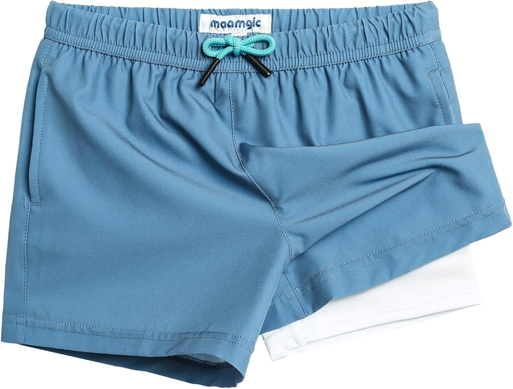 maamgic Boys Swim Trunks with Compression Liner 4-Way Stretch Quick Dry Bathing Suit Toddler Beac... | Amazon (US)
