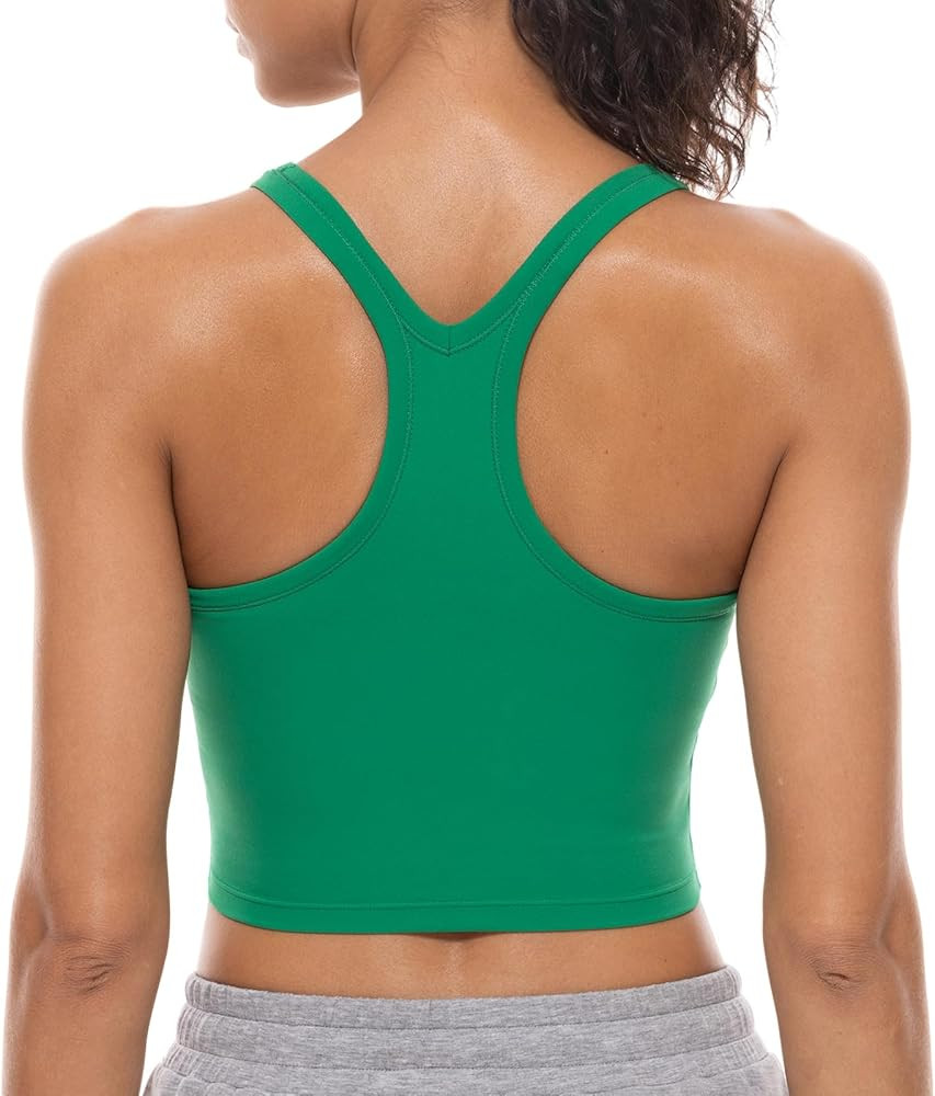 Lavento Women's Racerback Sports Bras Yoga Crop Top with Built in Bra | Amazon (US)