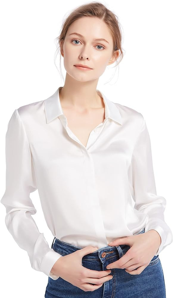 LilySilk Silk Blouse for Women 100% Pure Silk Long Sleeves Cool Smooth Tops | Amazon (US)