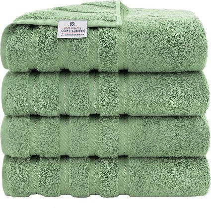 Amazon.com: American Soft Linen, 4 Piece Bath Towel Set, 100% Turkish Cotton 27 in 54 in Bath Tow... | Amazon (US)