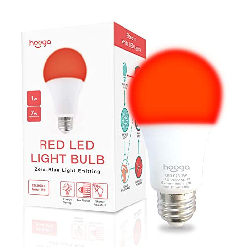 Hooga Sleep Light Bulb - Blue Light Blocking Red Night Light, 625nm for Healthy Sleep - Baby Nursery, 1W LED, 7W Replacement Single | Amazon (US)