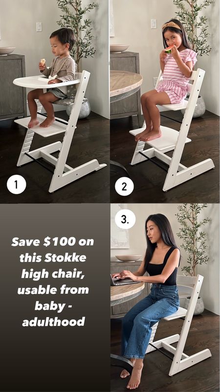 Nsale baby gear deals: First year the white stokke Tripp trap color is on sale! This has been a solid purchase for us that we plan to use for many years to come

The Nsale high chair bundle is $100 off and includes everything for baby : main wood chair, tray, baby seat with harness, cushion.

When Nori is not home I sometimes use her chair to WFH - it supports up to 240 pounds. 

You will not need anything else, no converter pieces nor adapters to convert this as your kid grows. 

#LTKkids #LTKbump #LTKxNSale