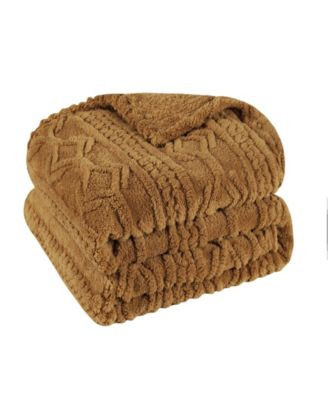 Superior Boho Knit Jacquard Fleece Plush Fluffy Blanket | Macy's