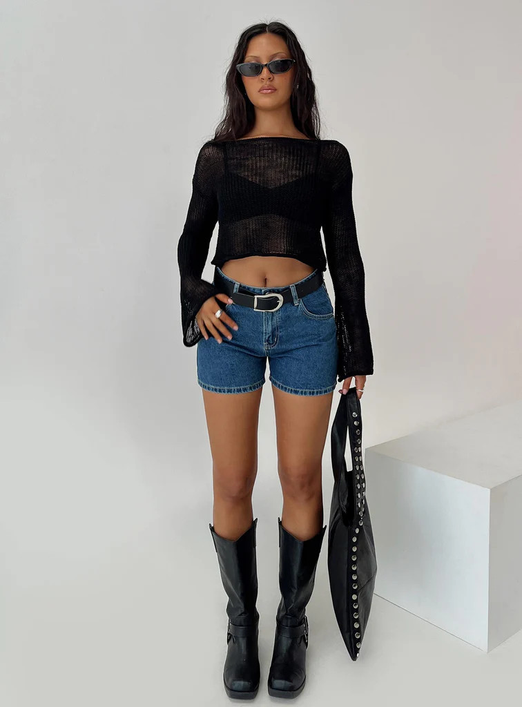Saldana Shorts Mid Blue Denim Petite | Princess Polly US