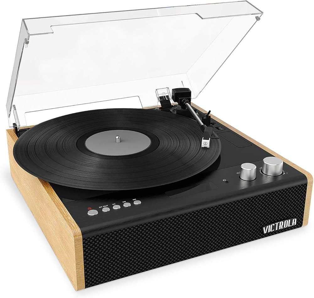 Victrola Eastwood 3-Speed Bluetooth Turntable with Built-in Speakers and Dust Cover | Upgraded Tu... | Amazon (US)