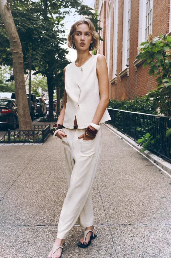 LINEN BLEND CULOTTES WITH BELT | Zara UK