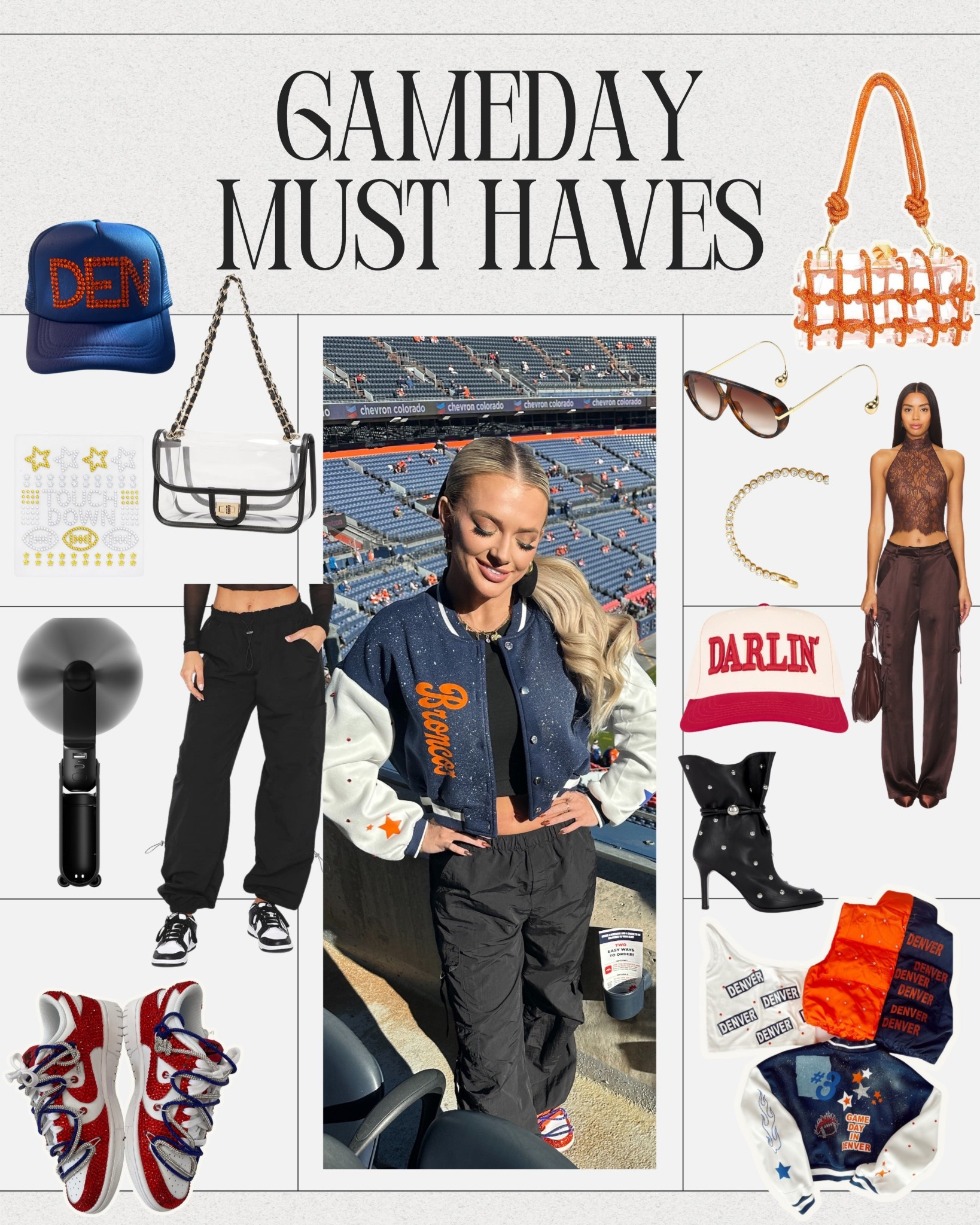Gameday but elevated. 🏈✨ From glam essentials to sideline staples, I’ve rounded up my curated gameday must-haves all in one place—shop Amazon, Revolve, Borrowed Vessel, and It’s Gameday Girl. Borrowed Vessel has custom gameday gear made just for you, while It’s Gameday Girl brings the glam with Glambubus, unique purses, and standout Dunks. Everything you need for gameday style is linked below. 🤍 

#LTKFindsUnder100 #LTKStyleTip #LTKSeasonal