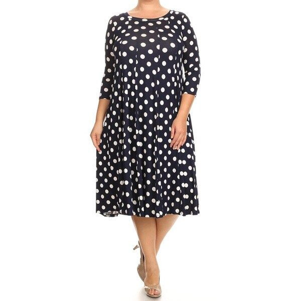 Women's Rayon and Spandex Plus-size Polka-dot Dress | Bed Bath & Beyond