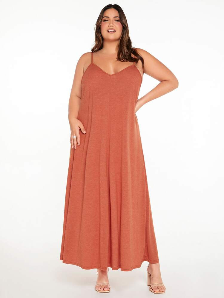 SHEIN BASICS Plus Solid Cami Dress | SHEIN