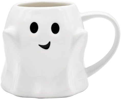 14 oz Halloween Ghost Mug – White Cute Ceramic Coffee Cup with 3D Ghost Design, Spooky Hallowee... | Amazon (US)
