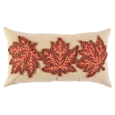 Rizzy Home Maple Leaf Fall Lumbar Throw Pillow, Orange | Ashley Homestore
