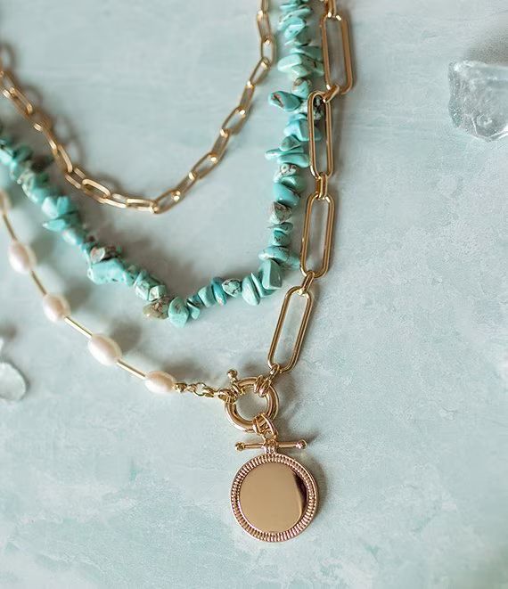Anna & Avax Brooke Webb of KBStyled Keeley Layered Turquoise Stone Necklace | Dillard's