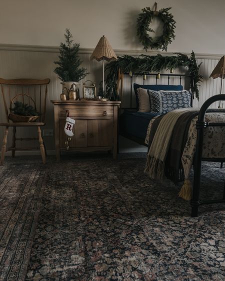 Girls Christmas bedroom

Garland, wreath, gold bells, blue vintage inspired rug, linen throw, Christmas decor 

#LTKHoliday #LTKhome