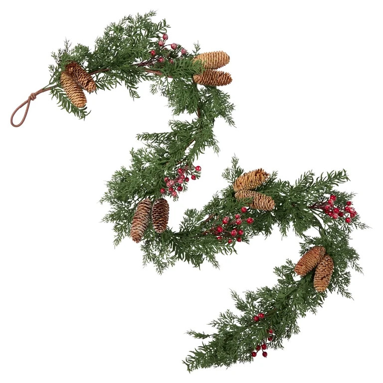 My Texas House Christmas Glitter Red Berry Garland, 6FT | Walmart (US)