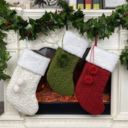 FACI 3 Pieces of Knitted Christmas Stockings Personalized Hanging Christmas Stockings Suitable for T | Walmart (US)