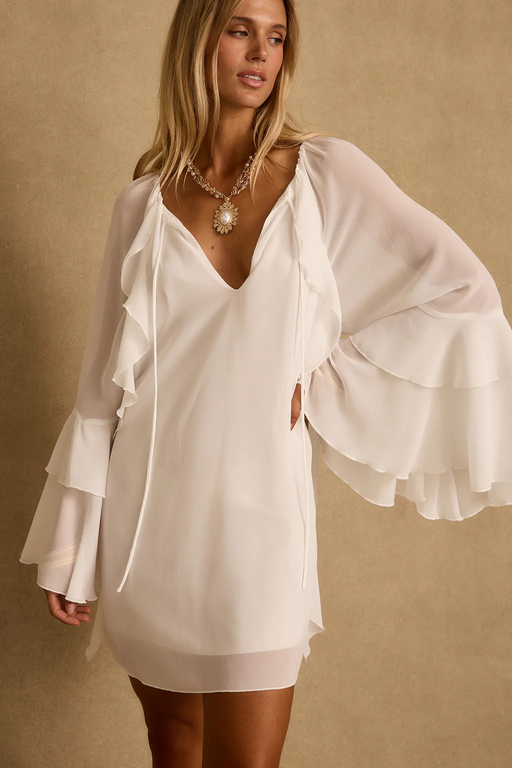 Alice White Chiffon Mini Dress | 12th Tribe