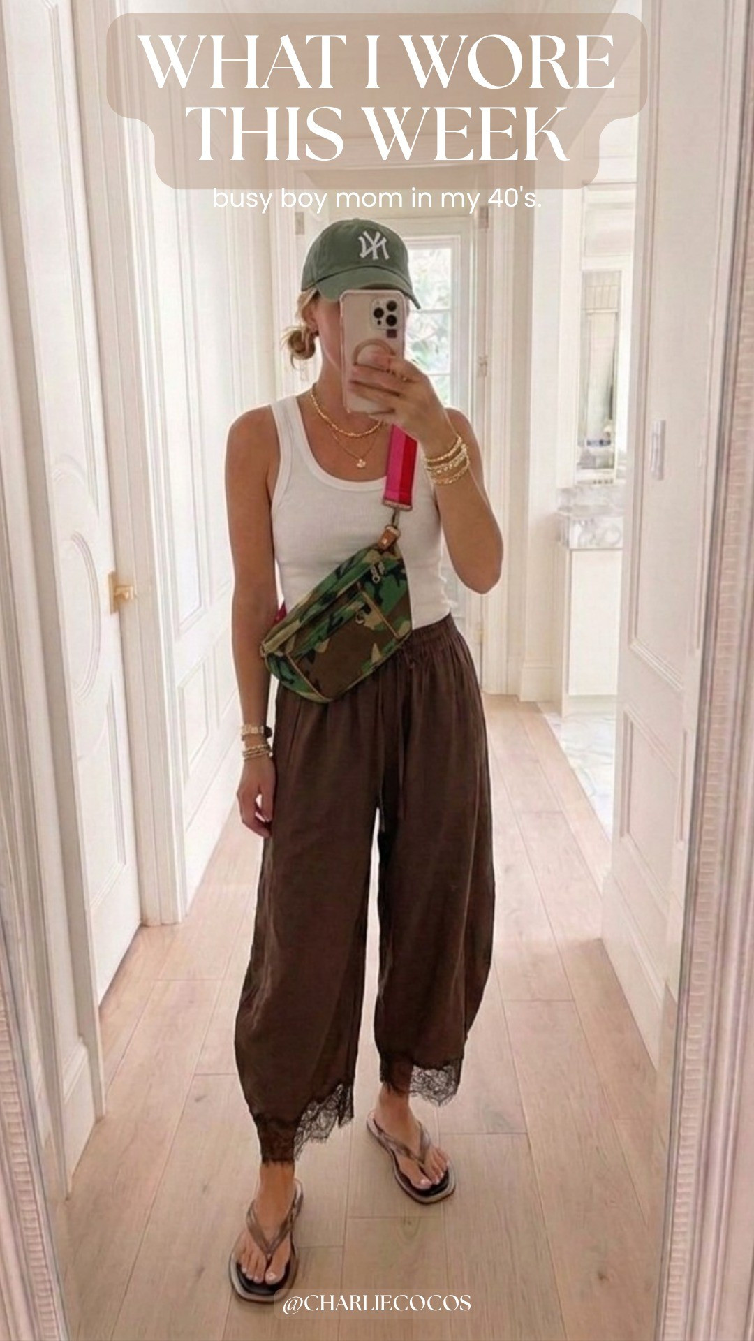 Easy busy mom outfit. Anthro pants in medium long. Medium madewell tank. Must have square toe neutral jelly sandals. Parker thatch crossbody bag. Summer mom outfits

#LTKmomlife #LTKootd #LTKOver40