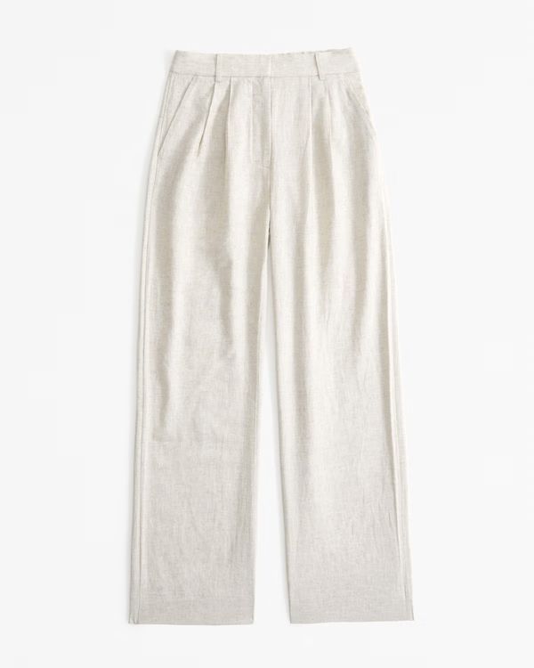 Women's Curve Love A&F Sloane Tailored Linen-Blend Pant | Women's Sale | Abercrombie.com | Abercrombie & Fitch (UK)