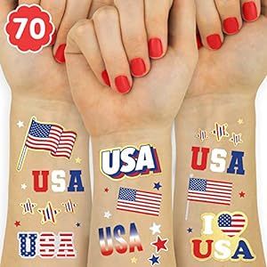 xo, Fetti Fourth of July Decorations Tattoos - 70 styles | Red White and Blue Party Supplies, 4th... | Amazon (US)