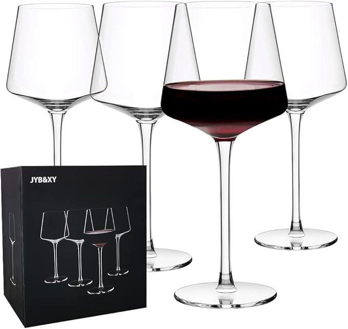 JYB&XY Red Wine Glasses Set of 4-Hand Blown Italian Style Crystal Bordeaux 22Oz Wine Glass-Clear ... | Amazon (US)