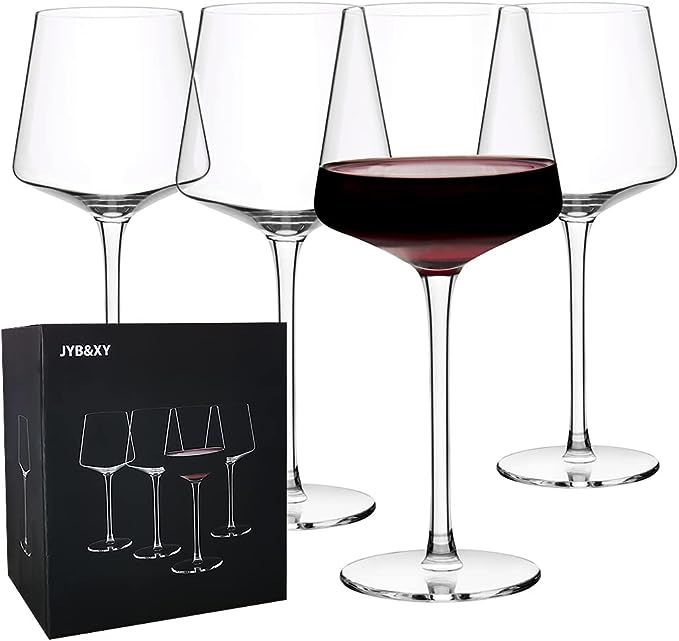 Wine glasses Hand Blown Premium Crystal red wine glass set of 4 Unique Large Long Stem white wine... | Amazon (US)