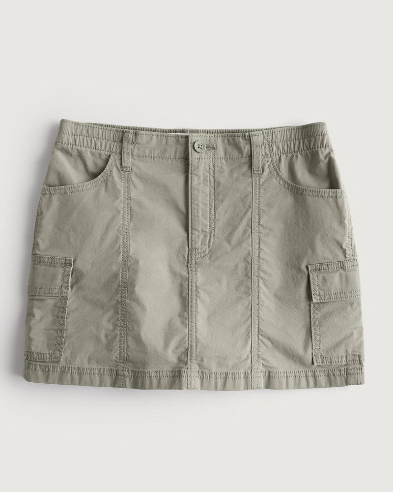 High-Rise Poplin Cargo Mini Skirt | Hollister (US)