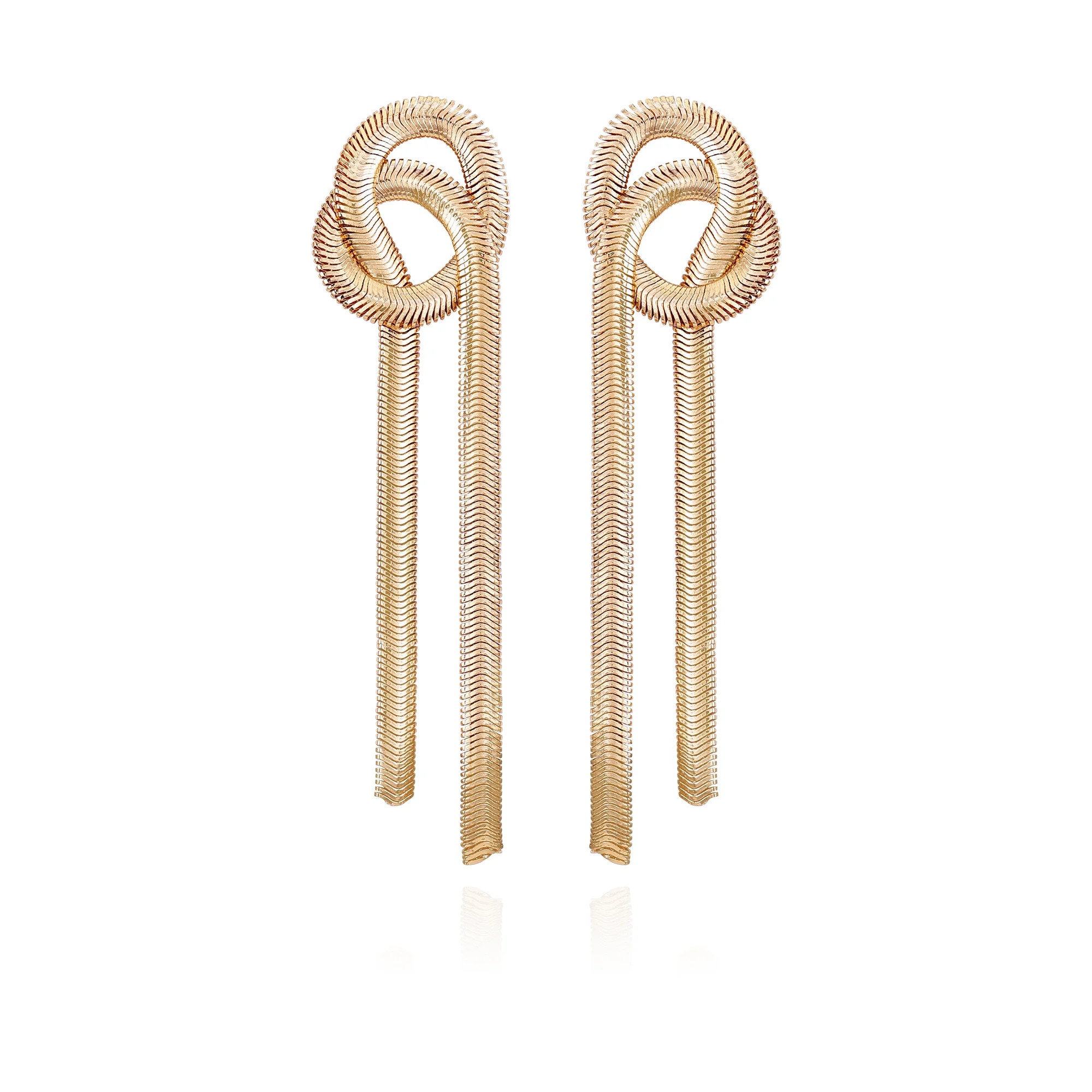 Time and Tru Women's Modern Gold Tone Knotted Statement Snake Chain Post Earring | Walmart (US)